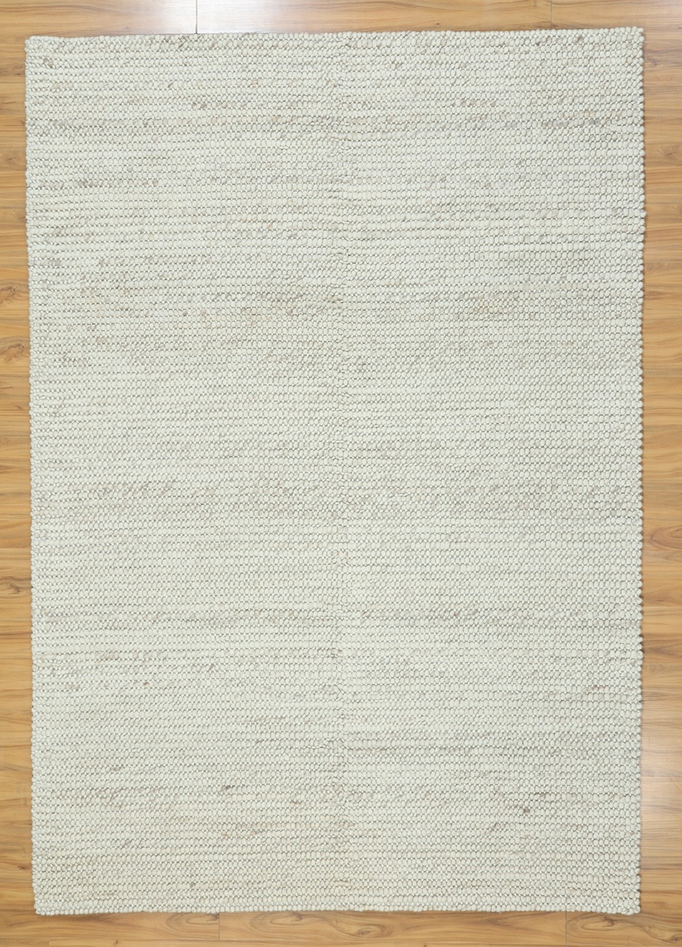 Cozy Beige Wool Rug with Handwoven Chunky Loop Style